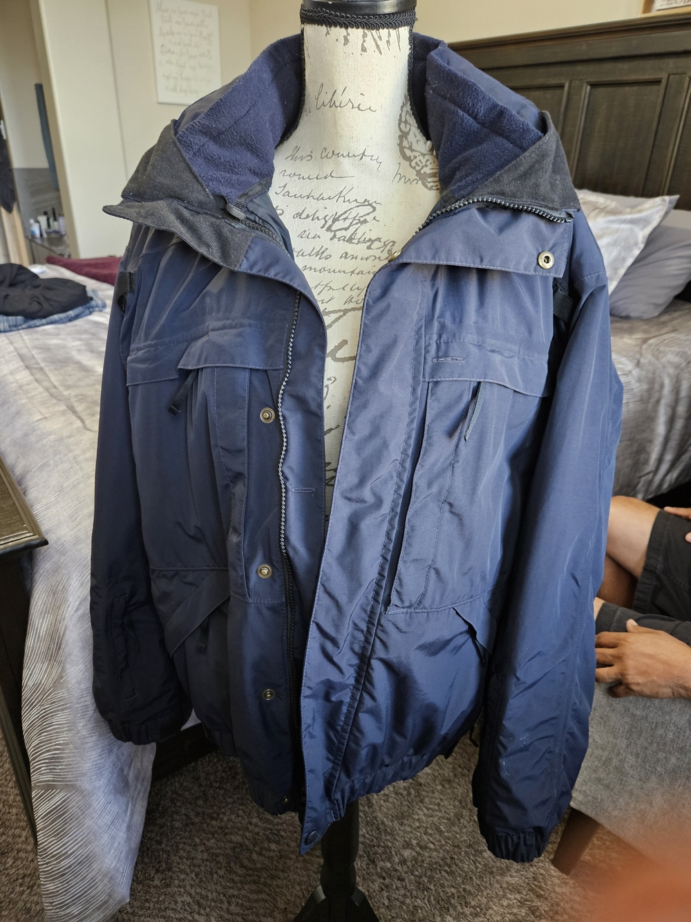 Mens 5.11 Tactical Navy Blue 3 In 1 Waterproof Raincoat with Hood